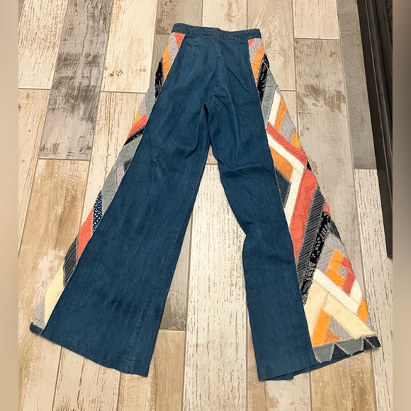 We The Free Rare Stick by Your Side Boho Patchwork Flare Jeans, Size 24 … - Picture 3 of 5